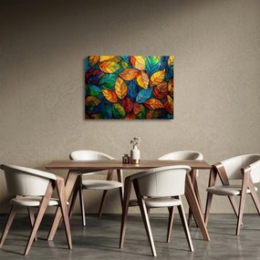 Obraz na szkle - Mozaika z liści (70x50 cm)
