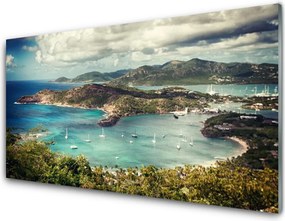 Dekor Szklany do Kuchni Przystań Łodzi W Cichej Zatoce