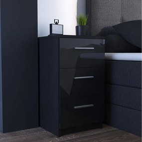 Stolik nocny czarny wysoki połysk 38x35x66