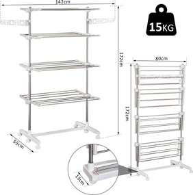 HOMCOM Suszarka na pranie wieżowa mobilna Składane skrzydła boczne 3 lub 4 poziomy Praktyczna i oszczędzająca miejsce | Aosom PL