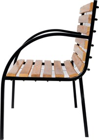 Outsunny Ławka Ogrodowa Parkowa 2 Osoby Stal i Drewno Sosnowe Naturalny Kolor Wygodna i Stylowa 122x60x80cm | Aosom PL