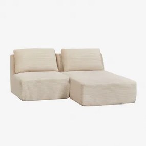 Sofa Modułowy Z Prawym Szezlongiem, 2-częściowy, Z Weluru, Pakowany Próżniowo Temple Sztruks Beż Lniany - Sklum