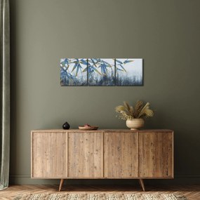 Obraz - Bambus na ścianie (z zegarem) (90x30 cm)