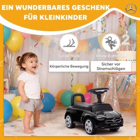 AIYAPLAY Mercedes-Benz C-Class jeździk z klaksonem, odgłosami silnika, schowkiem, dla dzieci 18-36 Monate, Schwarz | Aosom PL