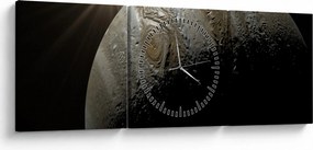 Obraz planety w kosmosie (z zegarem) (90x30 cm)
