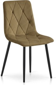 Brązowe aksamitowe krzesło LIBRA OLIVE BROWN z czarnymi nogami