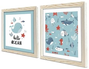 Obrazki dziecięce zestaw 2 szt. 33x68 cm Hello Ocean – Wallity