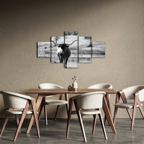 Obraz - Krowa, czarno - biała (125x70 cm)