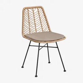 Zestaw 4 Krzeseł Ogrodowych Z Syntetycznego Rattanu Gouda Natural Miel & Czarny & Mokka Brąz - Sklum