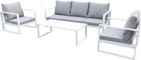 Zestaw mebli ogrodowych biały tarasowy 4 el. aluminiowych sofa, kanapa stół