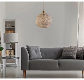 Lampa wisząca w beżowo-złotym kolorze z kloszem z juty ø 24 cm – Opviq lights