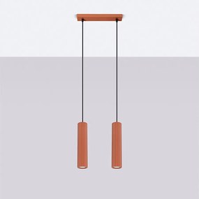 Lampa wisząca minimalistyczny Gloow, aluminium - 2 źródło światła 4000K - L.30 x H.90 cm - ochra czerwona
