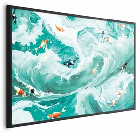 Plakat Ryby i fale 90x60 cm z ramą czarną bez marginesu ARTGEIST B