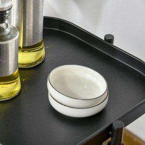 HOMCOM Wózek kuchenny z 4 poziomami, kosze z siatki, górna półka, obrotowe kółka, czarny | Aosom PL