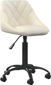 Krzesło Biurowe Kremowe z Weluru Regulowane na Kółkach i z Regulacją Wysokości