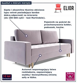 Jasnoróżowa welurowa sofa rozkładana B3-F46