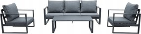 Zestaw mebli ogrodowych antracyt tarasowy 4 el. aluminiowych sofa, kanapa