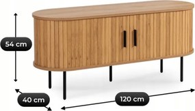 Szafka RTV do Salonu Dwudrzwiowa TRISH 120 cm Dąb Ryflowana Nowoczesna