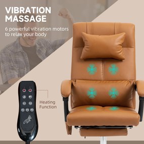 Vinsetto Fotel biurowy z masażem ergonomiczny regulowany jasnobrązowy wygodny do pracy | Aosom PL