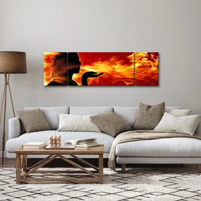 Obraz kobiety z płomieniami (170x50 cm)