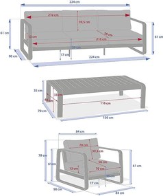 Zestaw aluminiowy ISABELLA dla 5 osób (kawiarniany)