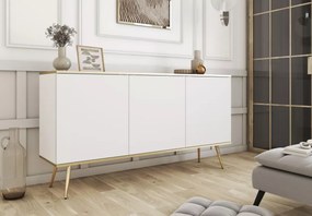 Nowoczesna komoda Melvo z półkami, metalowe nogi, push-to-open, pojemna szafka do salonu i sypialni