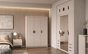 Szafa Ele 3 beż piaskowy 133 cm - trzydrzwiowa z półkami i drążkiem na ubrania