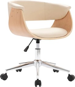 Krzesło Obrotowe do Jadalni Kremowe Zgięte Drewno Ekoskóra - Elegancki i Ergonomiczny Design