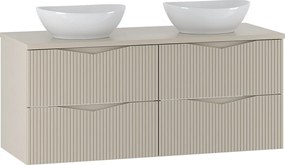 Zestaw do Łazienki 120cm Szafka Blat Umywalka Ryflowane FrontyBeż Piaskowy Cleo