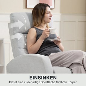 HOMCOM Regulowany fotel relaksacyjny z podnóżkiem, Nowoczesny fotel tapicerowany, Jasnoszary