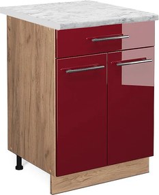 Szafka dolna do kuchni bordowa czerwień wysoki połysk 60x60x82 fame-line