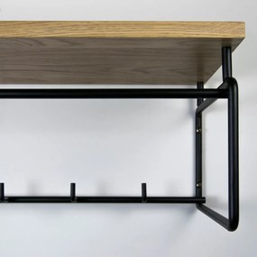 Czarno-naturalny metalowy wieszak ścienny z półką Clint – Spinder Design