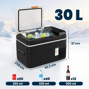 Outsunny Kompresorowa chłodziarka 30L -20°C do +20°C z aplikacją, światłem LED, ochroną baterii | Aosom PL