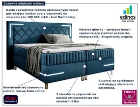 Niebieskie łóżko kontynentalne z oświetleniem LED 5 rozmiarów N8-E85