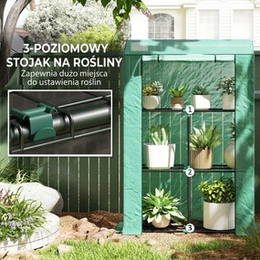 Outsunny Szklarnia z 3-poziomową półką, osłona z tworzywa sztucznego odpornego na UV, rolowane drzwi, 100 x 40 x 150 cm, zielona
