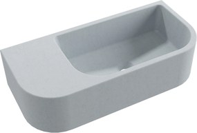 Umywalka betonowa wisząca / nablatowa półokrągła z półką bez otworu na baterię 65 x 30 cm LARMO | różne kolory : Kolor - Jasny szary, Typ montażu - nablatowa