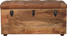 Artisan Furniture Lite drewno Skrzynia Magazynowa z Bawolej Skóry w Odcieniu Dębowym