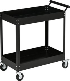 DURHAND Wózek Warsztatowy, 2 Półki, Na Kółkach, Stal, do 150 kg, 84,5 x 38 x 84 cm, Czarny