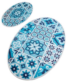 Niebieskie dywaniki łazienkowe zestaw 2 szt. 60x100 cm Ceramic – Foutastic