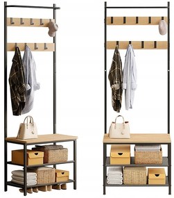 Wieszak na ubrania buty kurtki jasny brąz stojący podłogowy loft regał