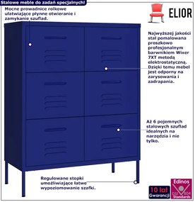 Granatowa stalowa szafka z 6 szufladami - Dova 5X