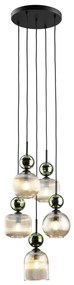 Lampa wisząca na lince SOPHIA 5xE14/10W/230V czarna/zielona/dymna beżowa