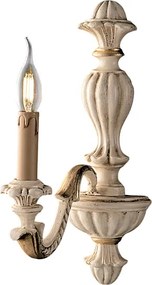 Kinkiet Leonardo z drewna w kolorze kości słoniowej i złotego liścia, 1 lampa .14 P.24 BL180-AP1-AV