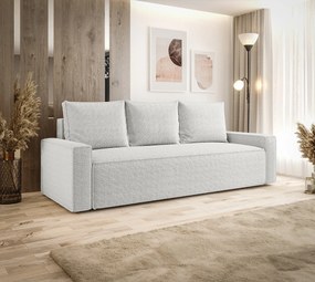 Biała sofa rozkładana boucle z pojemnikiem T7-A72