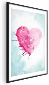 Plakat Akwarelowe serce 40 x 60 cm z ramą czarną z marginesem ARTGEIST B