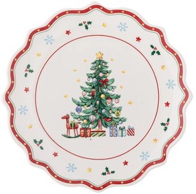 Czerwono-kremowy ceramiczny talerz do serwowania ze świątecznym motywem ø 17 cm Naive – Bloomingville