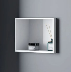 Biała półka wnękowa ścienna z odlewu mineralnego BA2513