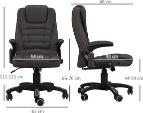 HOMCOM Fotel biurowy ergonomiczny obrotowy z masażem i podgrzewaniem ciemny brąz | Aosom PL