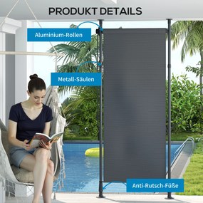 Outsunny Wolnostojąca Markiza, Długość Regulowana, Montaż bez Wiercenia, Rama z Aluminium, 1,2 x 2,2-3,1 m, Ciemnoszary