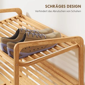 HOMCOM Regal bambusowy, regał na buty, regał do przedpokoju, 3 poziomy, nośność 30 kg, drewno